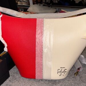 Tory Burch Red and Cream Shoulder Bag